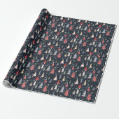 Grillige Kerstboom Patroon Cadeaupapier (Uitgerold)