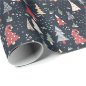 Grillige Kerstboom Patroon Cadeaupapier (Rol Hoek)