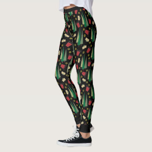 Grillige Kerstboom Patroon Zwart Leggings