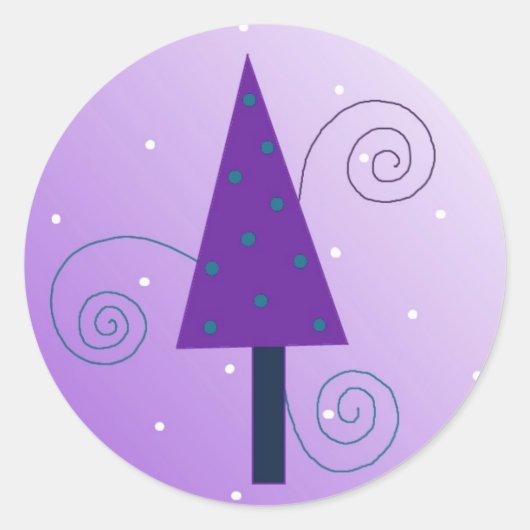 Grillige Kerstboom Ronde Sticker (Voorkant)