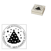 Grillige Kerstboom Vakantie Naam Adres Rubberstempel (Gestempeld)