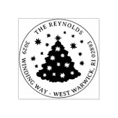 Grillige Kerstboom Vakantie Naam Adres Rubberstempel (Afrduk)