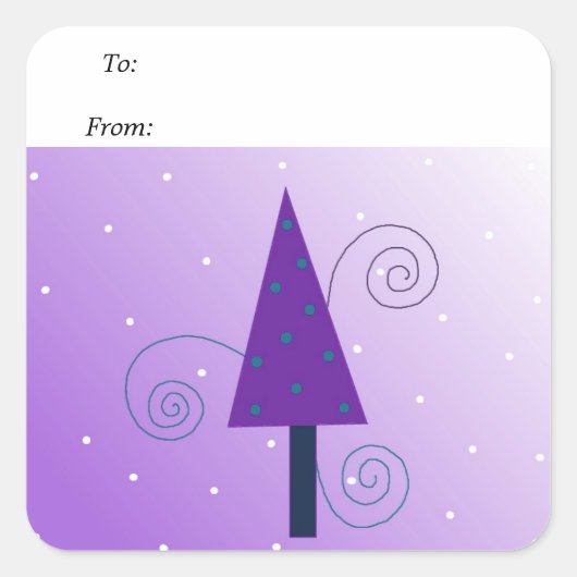 Grillige Kerstboom Vierkante Sticker (Voorkant)