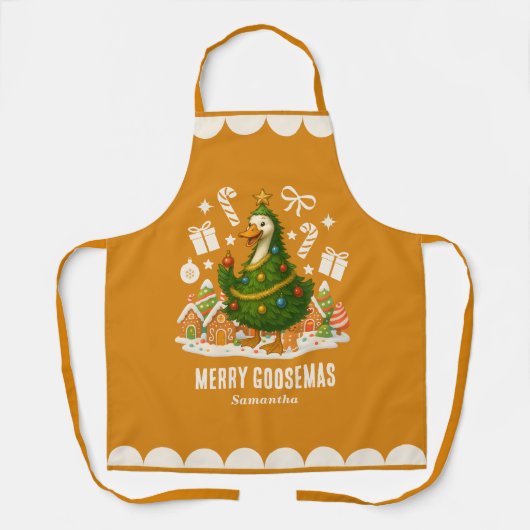 grillige kerstboomgans | Grappige vakantie Schort (Voorkant)