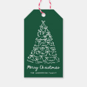 Grillige Kerstboomlinten Groen Feest Cadeaulabel (Voorkant)