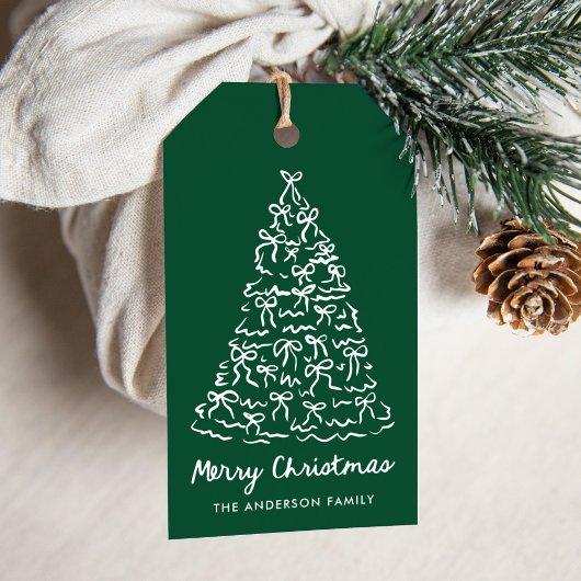 Grillige Kerstboomlinten Groen Feest Cadeaulabel