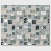 Grillige kerstcadeaus in grijs goud & zwart cadeaupapier (Vlak)