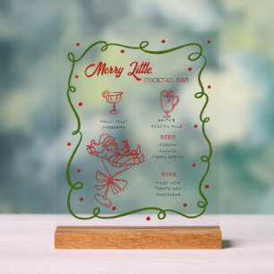 Grillige kerstcocktails lijst acryl bord