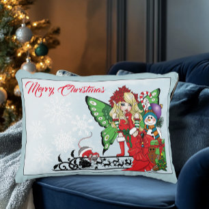 Grillige Kerstelf Kerstcadeaus Blauw Accent Kussen