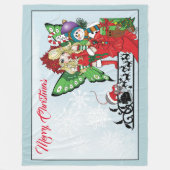 Grillige Kerstelf Kerstcadeaus Blauw Fleece Deken (Voorkant)