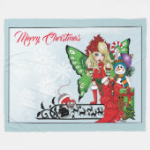 Grillige Kerstelf Kerstcadeaus Blauw Fleece Deken (Voorkant (Horizontaal))