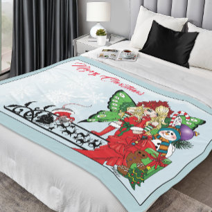 Grillige Kerstelf Kerstcadeaus Blauw Fleece Deken