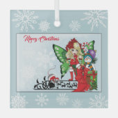 Grillige Kerstelf Kerstcadeaus Blauw Glas Ornament (Voorkant)