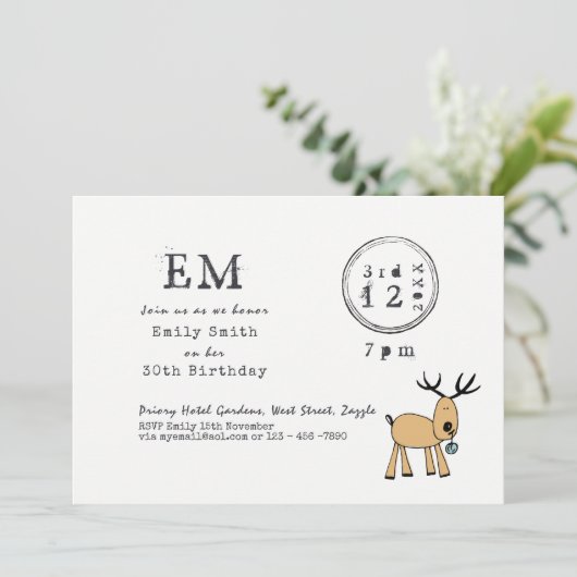 Grillige Kerstfeest - Rendier Doodle Tekstset Kaart (Staand voorkant)