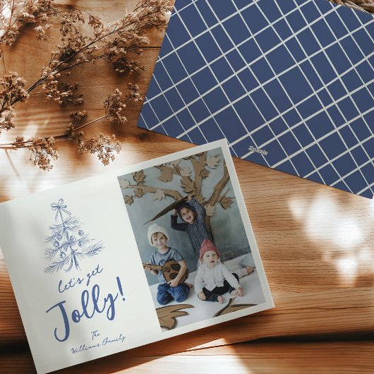 grillige kerstfoto met krabbel feestdagenkaart