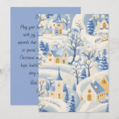 Grillige Kerstkaart van een Besneeuwd Dorp (Voorkant / Achterkant)