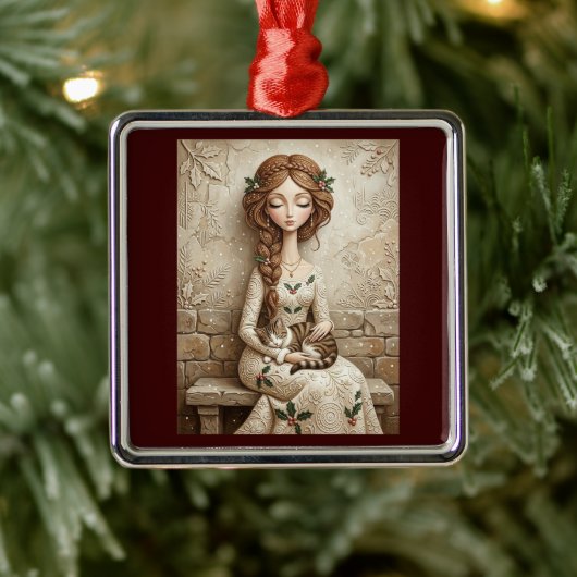 Grillige Kerstkat Winter Juffrouw Ornament (Boom)