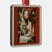 Grillige Kerstkat Winter Juffrouw Ornament (Rechts)