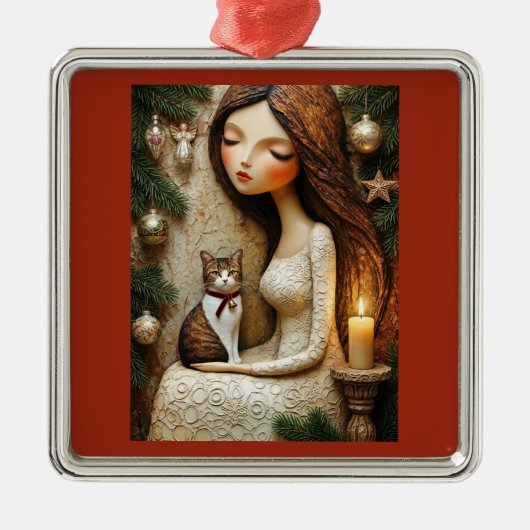 Grillige Kerstkat Winter Juffrouw Ornament (Voorkant)