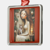 Grillige Kerstkat Winter Juffrouw Ornament (Links)