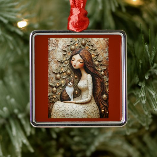 Grillige Kerstkat Winter Juffrouw Ornament (Boom)