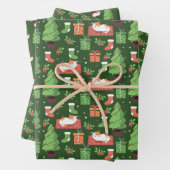 grillige kerstkatten inpakpapier vel (In situ)