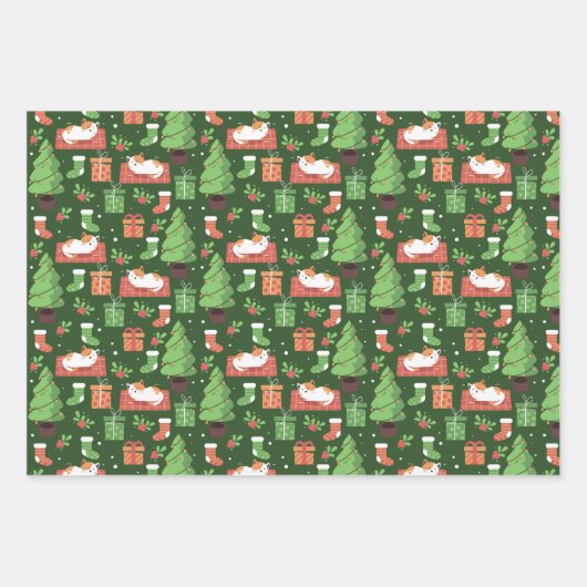 grillige kerstkatten inpakpapier vel (Voorkant)