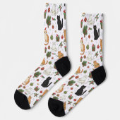 Grillige Kerstkattenpatroonsokken  Sokken (Links)