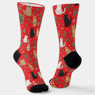 Grillige Kerstkattenpatroonsokken Sokken