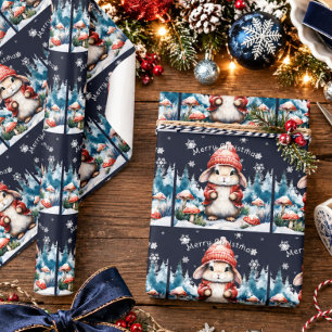 Grillige Kerstkonijn Cadeaupapier