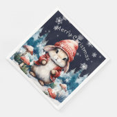 Grillige Kerstkonijn Feest Servet (Hoek)