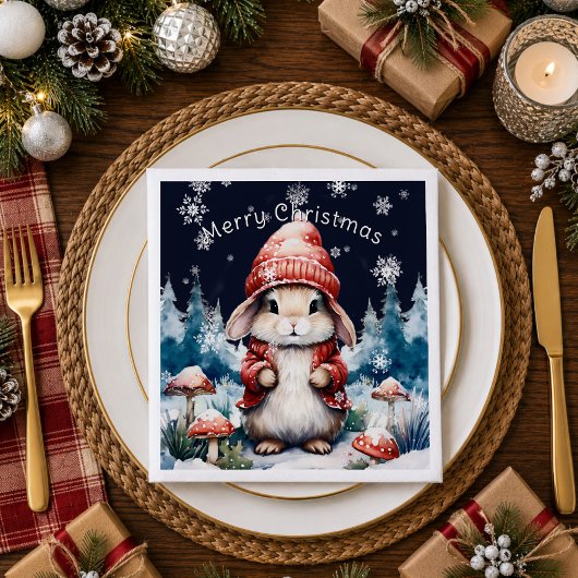 Grillige Kerstkonijn Feest Servet