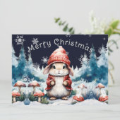Grillige Kerstkonijn Vakantiefotokaart Feestdagenkaart (Staand voorkant)