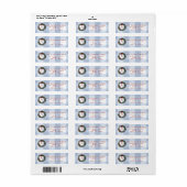 Grillige Kerstkrans Blauw Gingham Retouradreslabel Etiket (Full Sheet)