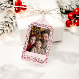 Grillige Kerstkrans & Strikken Fotokaart Cadeaulabel