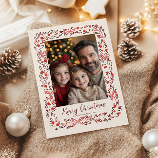 Grillige Kerstkrans & Strikken Fotokaart Feestdagenkaart