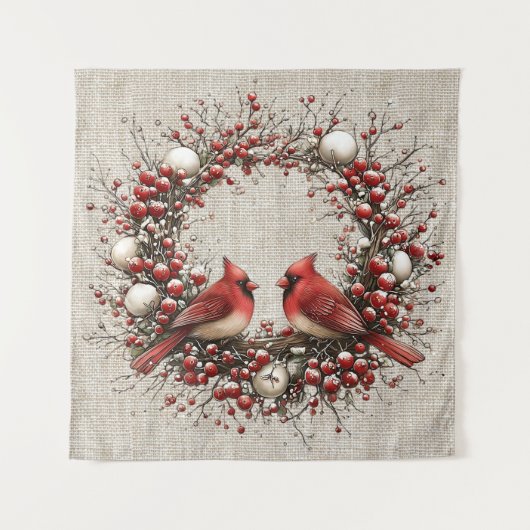 Grillige Kerstkrans Wandkleed (Voorkant)