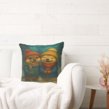 Grillige kerstkussen met schattig winterdier