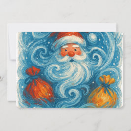 Grillige Kerstman in een dwarrelende winterstorm Kaart
