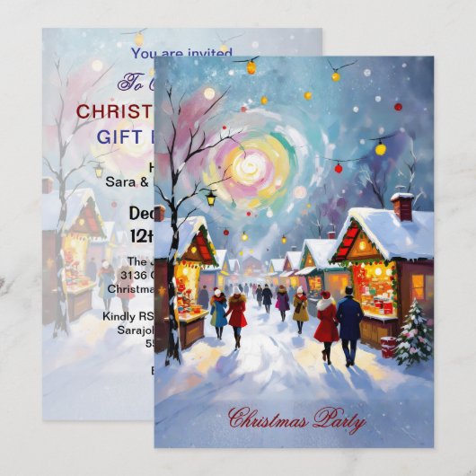 Grillige Kerstmarkt Scene Kerstfeest 5x7 Kaart (Voorkant / Achterkant)