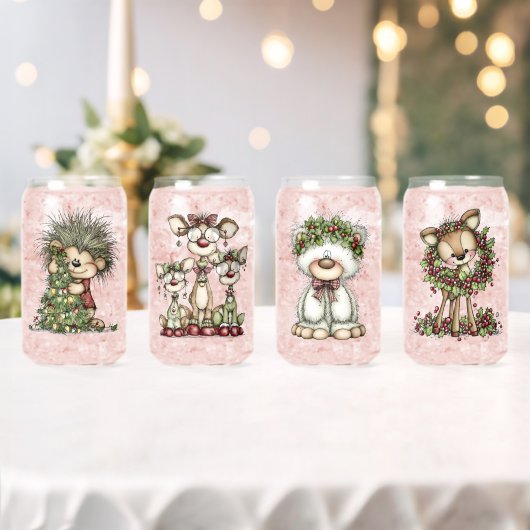 Grillige Kerstmis Bosdieren Blikvorm Glas (Insitu (Huwelijk))