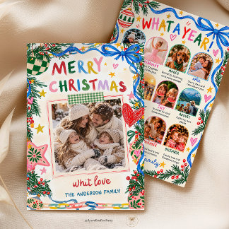 Grillige Kerstmis Familie Fotokaart Kaart