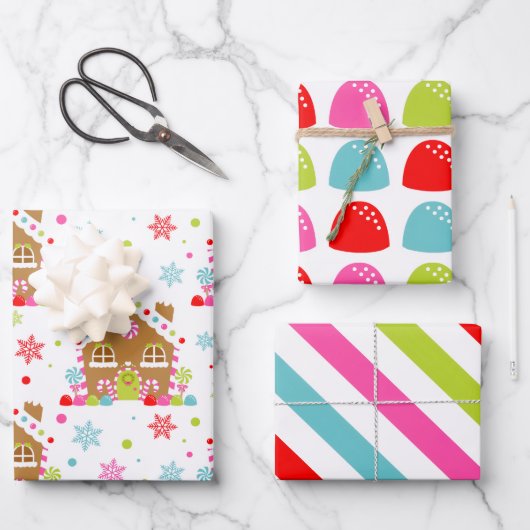 Grillige Kerstpatronen Inpakpapier Vel (Voorkant)