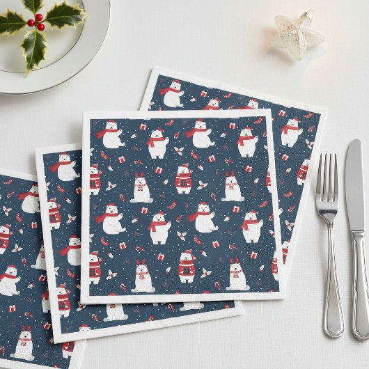 Grillige Kerstpoolberen ID850 Servet
