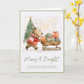 Grillige Kerstscène Kaart (Gele Bloem)