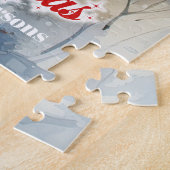 Grillige kerstscène met rendieren in sneeuw legpuzzel (Zijkant)