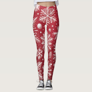 Grillige Kerstsneeuwvlokken Kerstpatroon Leggings