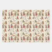 Grillige Kerststal Scènes Inpakpapier Vel (Voorkant 2)