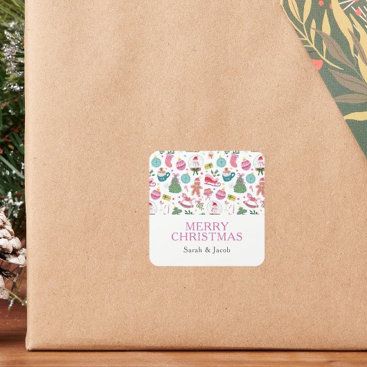 Grillige Kerststickers Vierkante Sticker