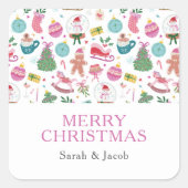 Grillige Kerststickers Vierkante Sticker (Voorkant)